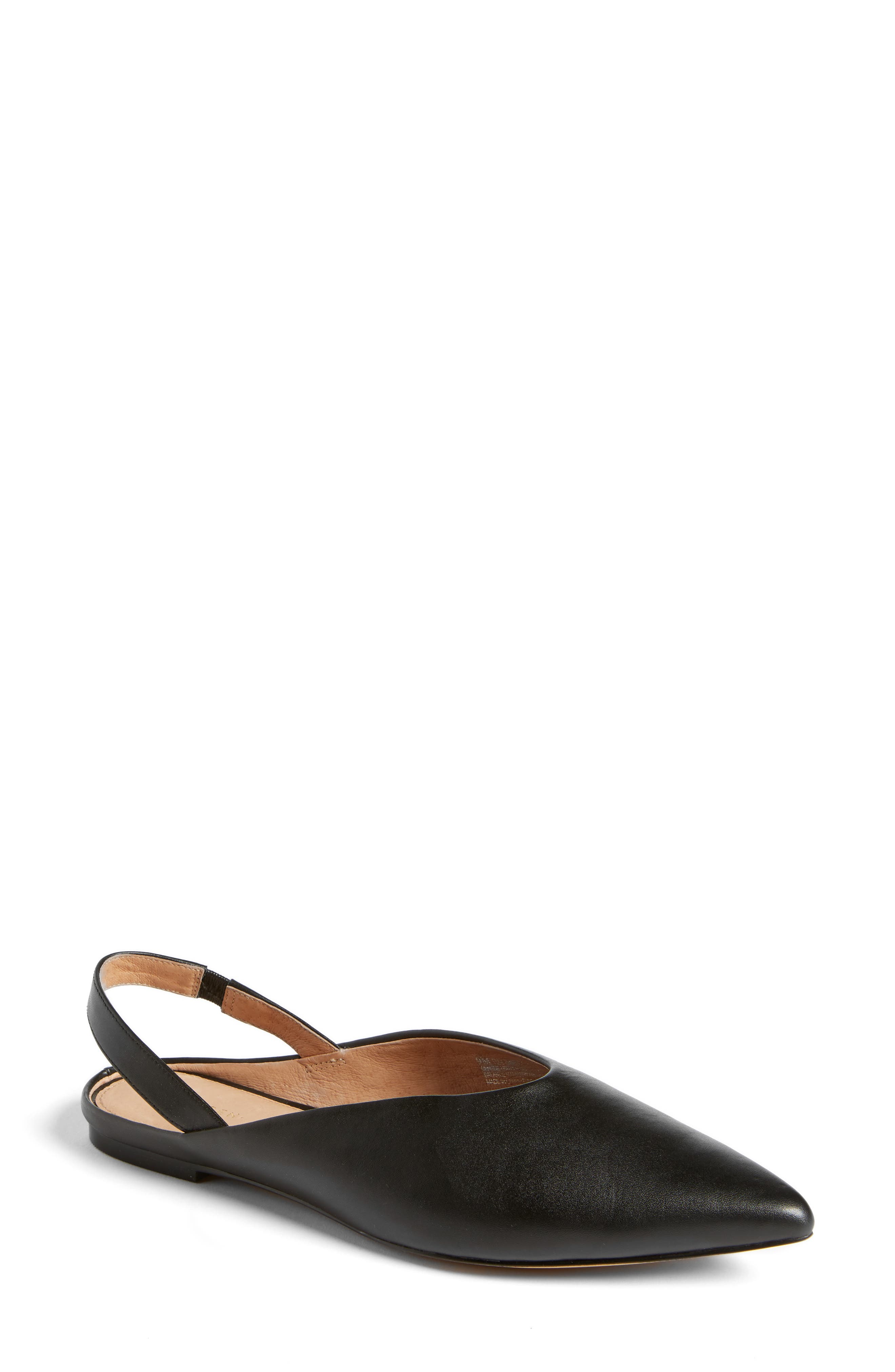 Sadie Slingback Flat, Main, color, BLACK LEATHER