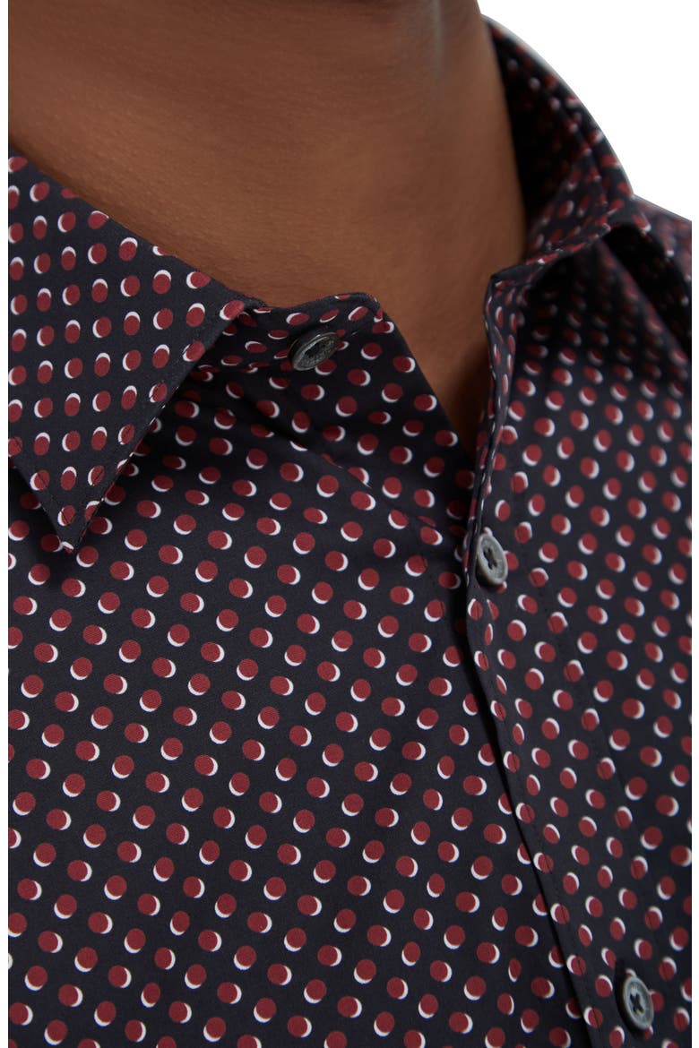 Julian Shaped Fit Geometric Cotton Button-Up Shirt, Alternate, color, CABERNET