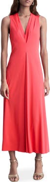 MANGO Pleated Sleeveless Knit Maxi Dress