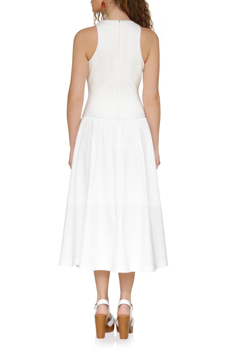 Avec Les Filles Sleeveless Mixed Media Fit & Flare Dress, Alternate, color, White