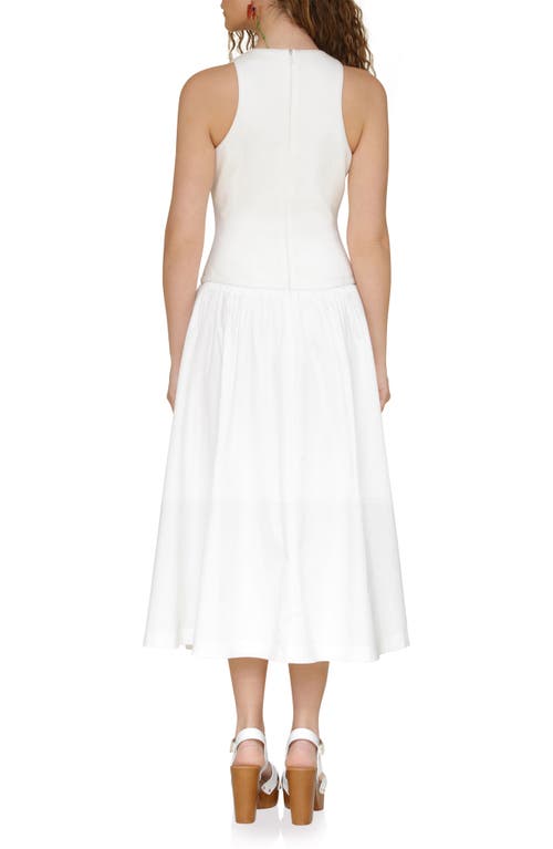 Avec Les Filles Sleeveless Mixed Media Fit & Flare Dress