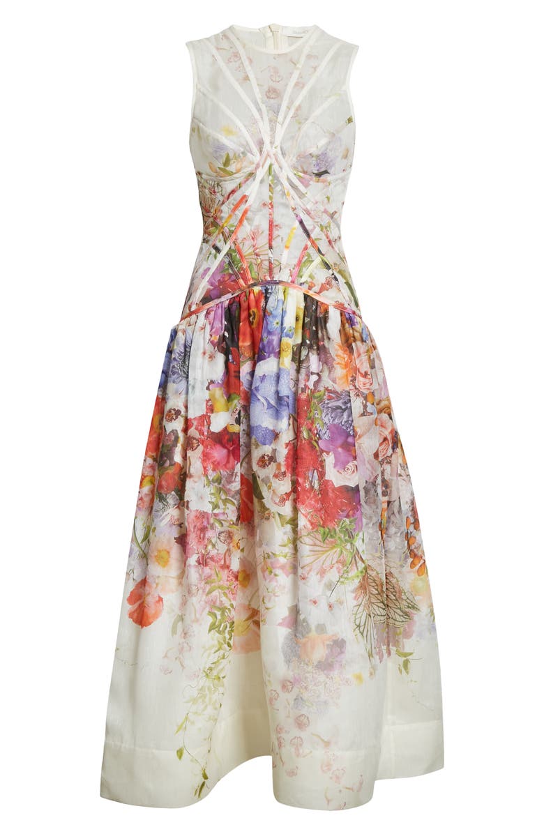 Zimmermann Prima Floral Paneled Midi Dress, Alternate, color, 