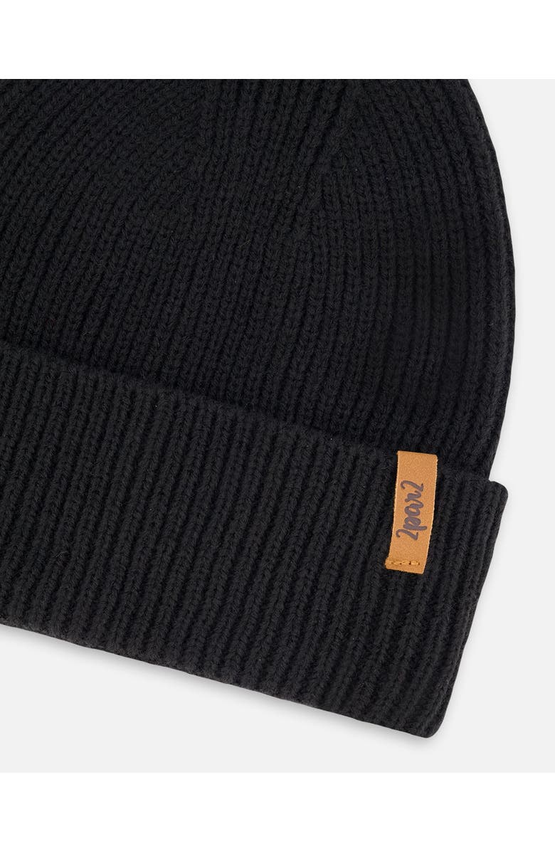 Deux par Deux Kids Gender Inclusive Mid-Season Knit Hat, Alternate, color, Black