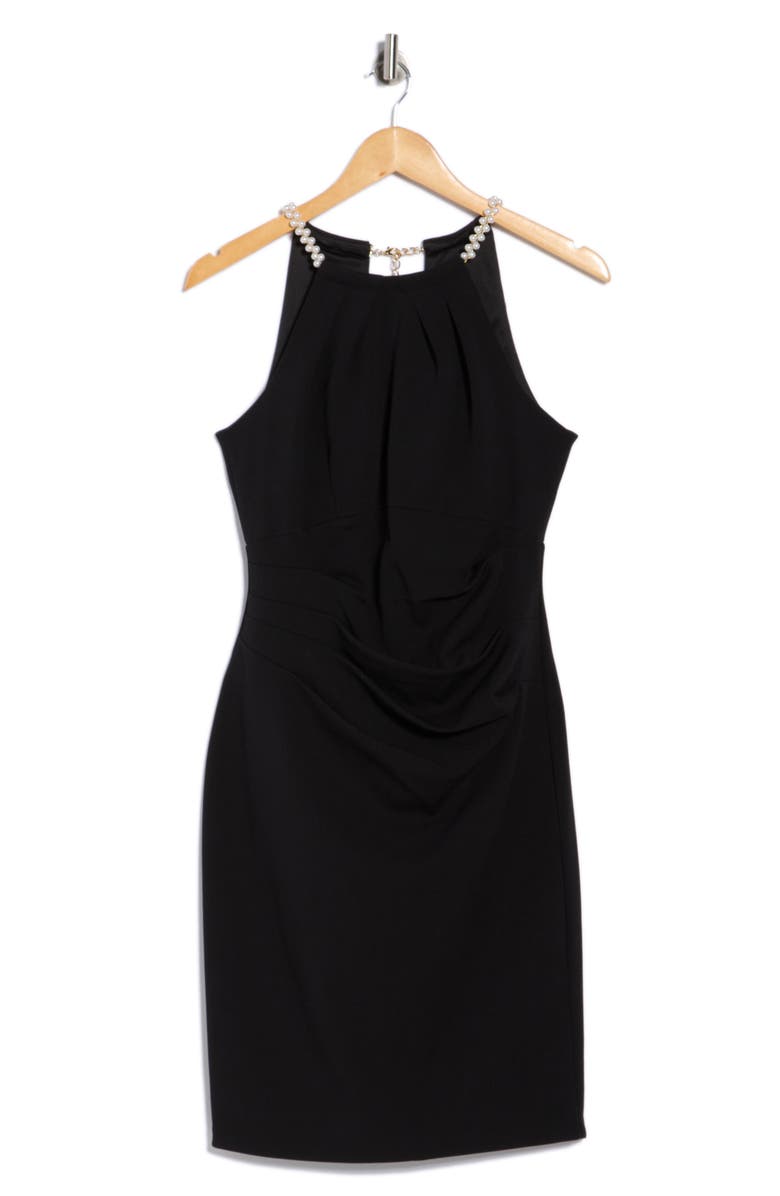 Eliza J Pleated Sleeveless Dress, Alternate, color, Black