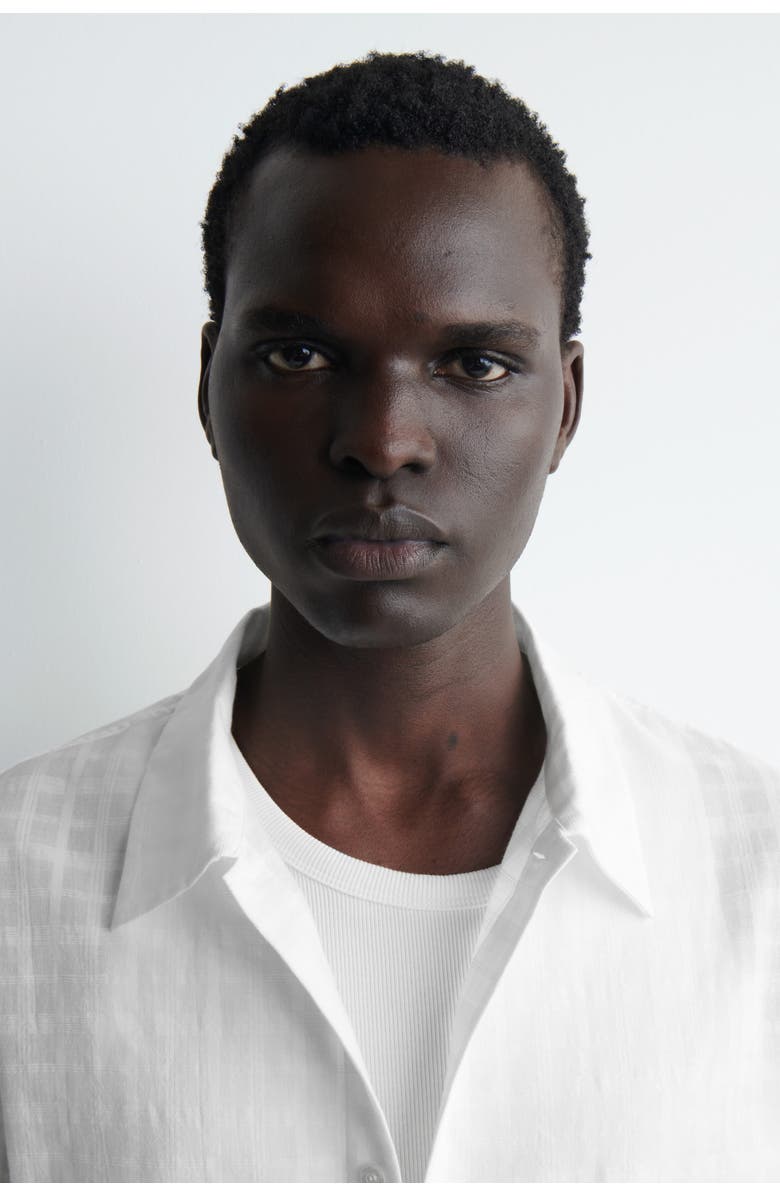 COS Checked Cotton-jacquard Shirt, Alternate, color, White