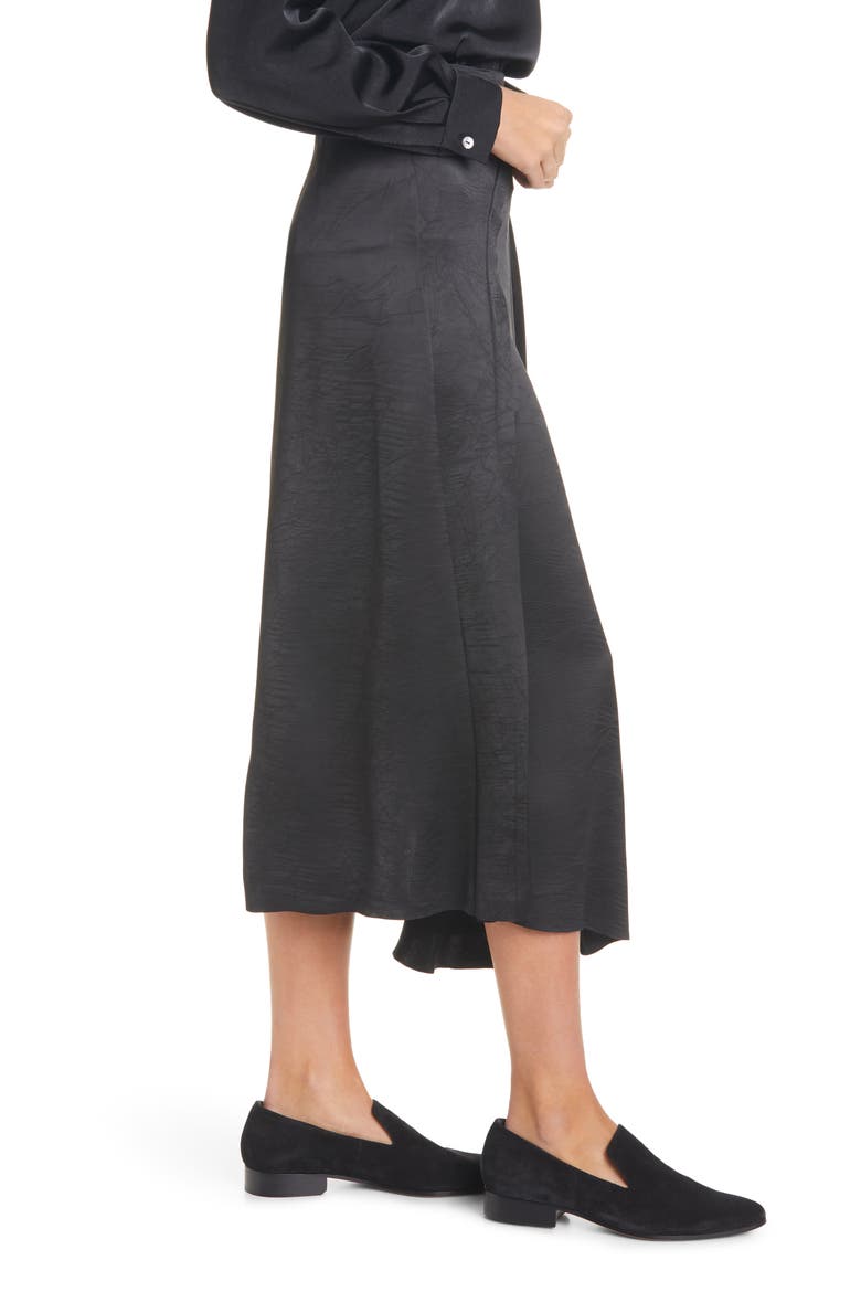 Tassel Detail Asymmetrical Satin Skirt, Alternate, color, BLACK