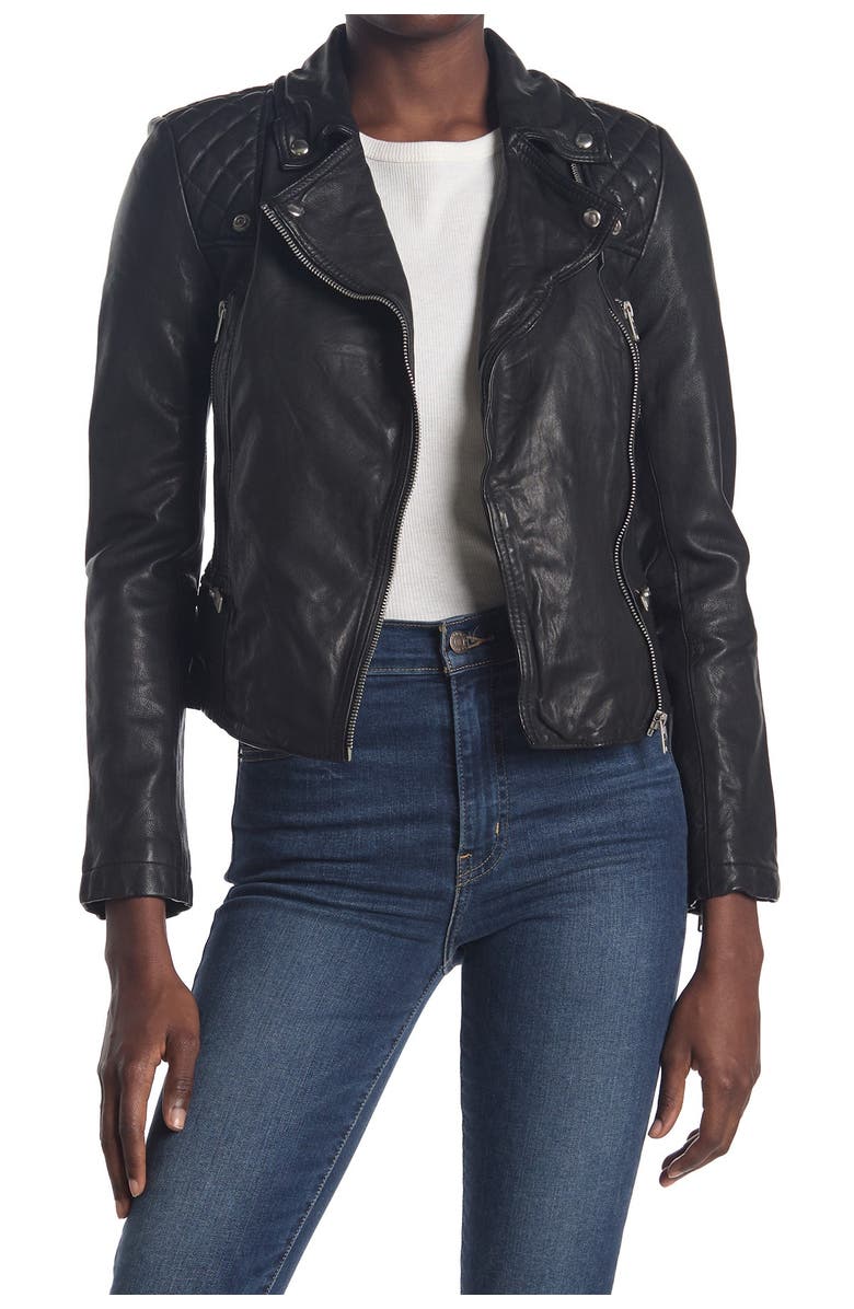 AllSaints Catch Crop Biker Jacket, Main, color,