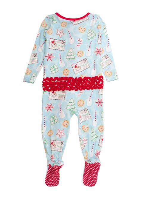 Rufflebutts Softsnooze Girls Holiday Ruffle One Piece Footie Pajamas In Multi