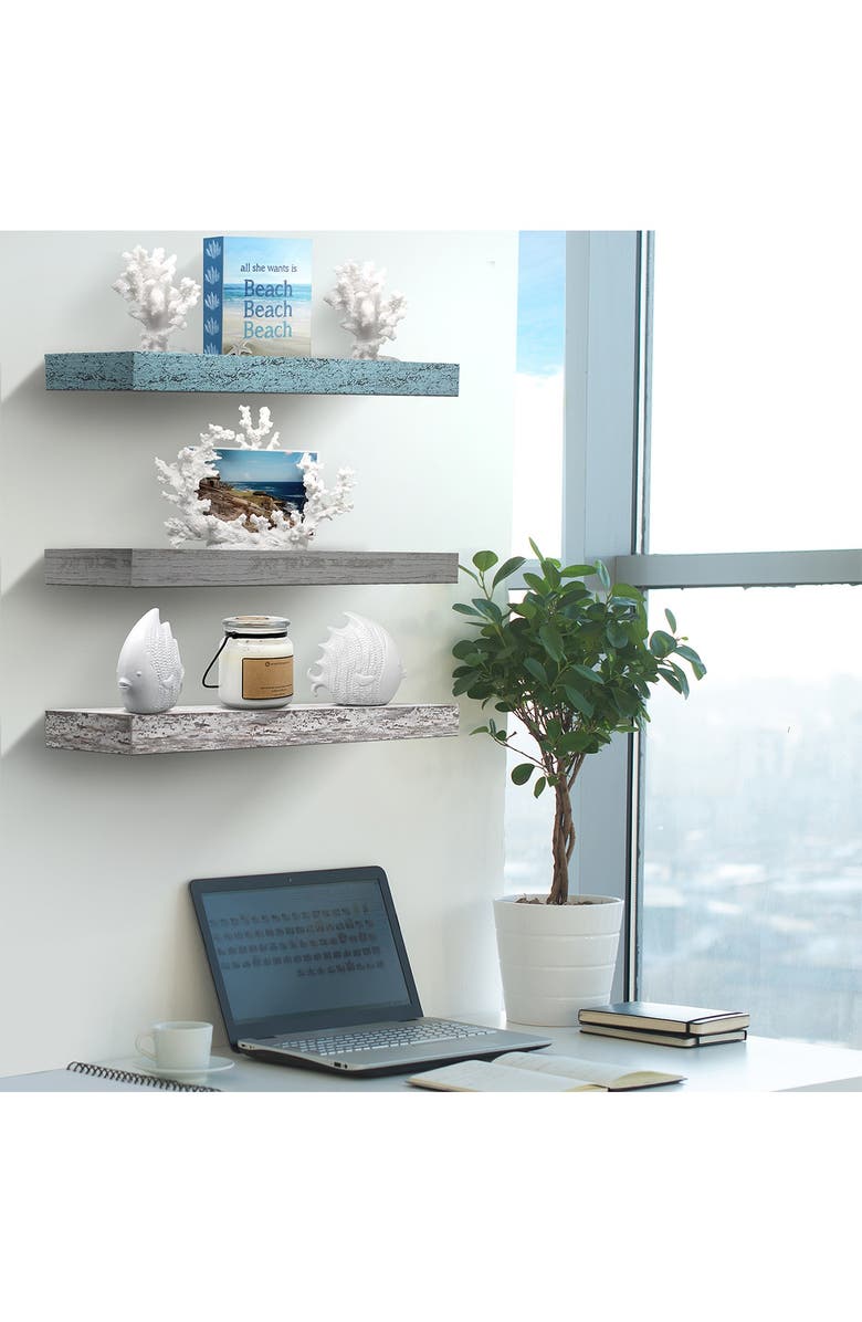 SORBUS Multi Rustic Wood Floating Shelf - Set of 3, Alternate, color, 