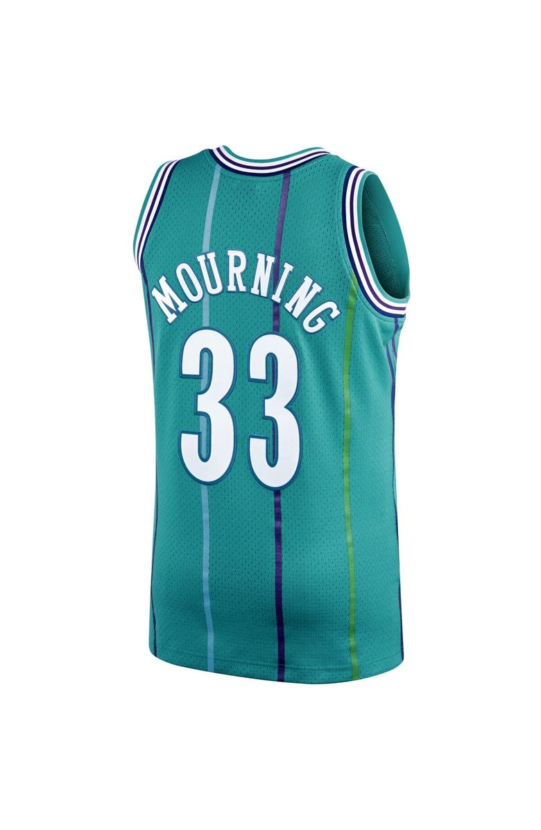 Mitchell & Ness Men's Mitchell & Ness Alonzo Mourning Teal Charlotte Hornets 1992/93 Hardwood Classics Swingman Jersey, Alternate, color, 