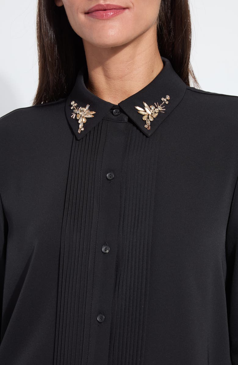 Lysse Embellished Button-Up Shirt, Alternate, color, Black