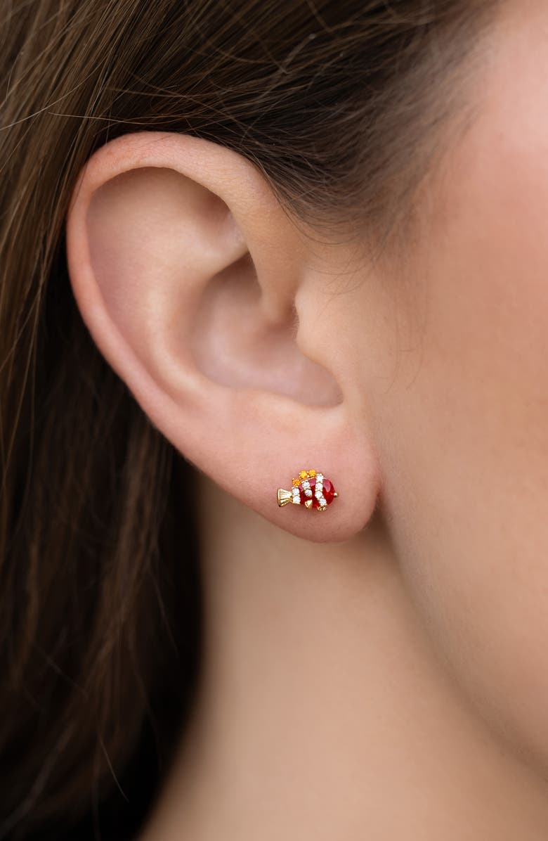 Girls Crew x Disney<sup
®</sup
 Pixar Finding Nemo Stud Earrings, Alternate, color, Gold