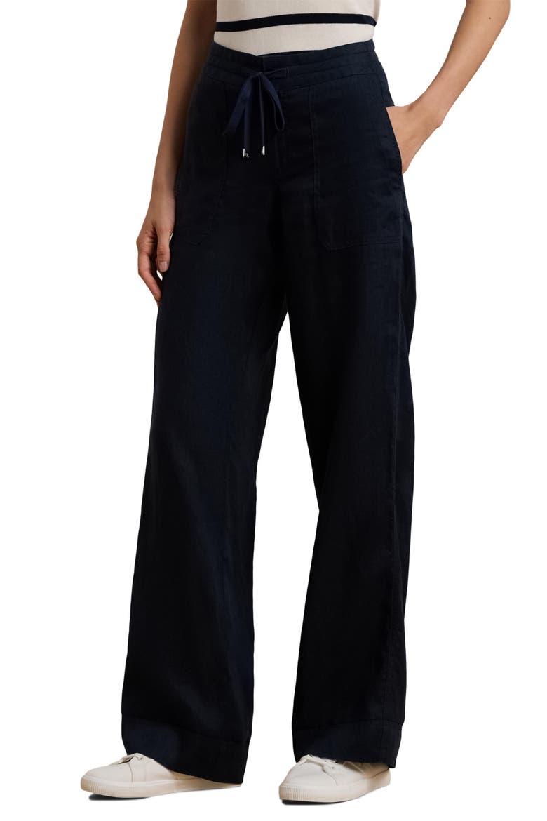 Wide Leg Linen Pants, Alternate, color, LAUREN NAVY