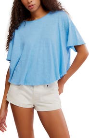 Free People Elsie Linen & Cotton Slub Jersey Swing T-Shirt
