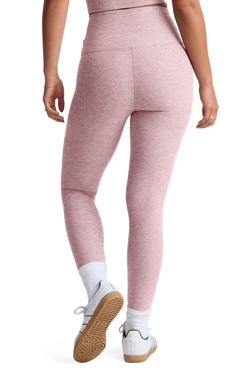 Beyond Yoga At Your Leisure Space Dye High Waist Midi Leggings, Alternate, color, Blush Blooms Heather