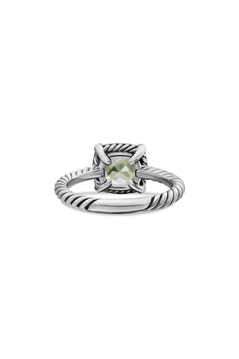 Petite Chatelaine® Pavé Bezel Ring with Semiprecious Stone and Diamonds, Alternate, color, SILVER PAVE/ PRASIOLITE