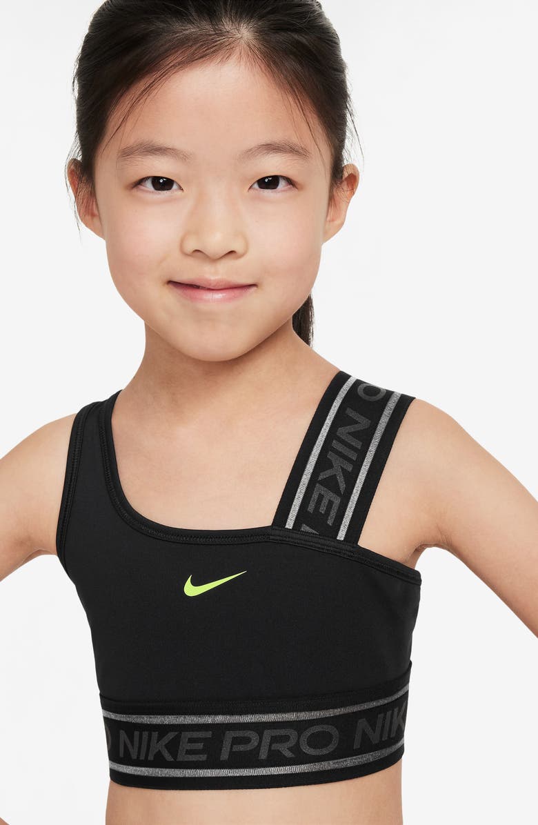 Nike Kids' Pro Swoosh Dri-FIT Asymmetric Sports Bra, Alternate, color, 