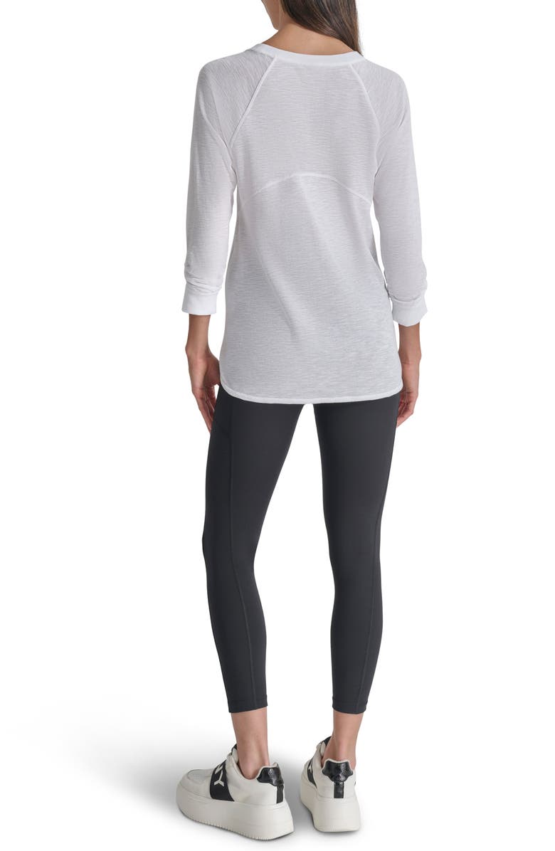 DKNY Slub Waffle High-Low T-Shirt, Alternate, color, White