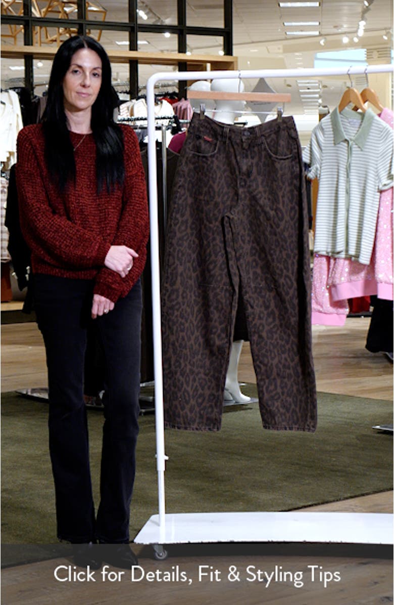 Logan Leopard Print Wide Leg Jeans, sales video thumbnail