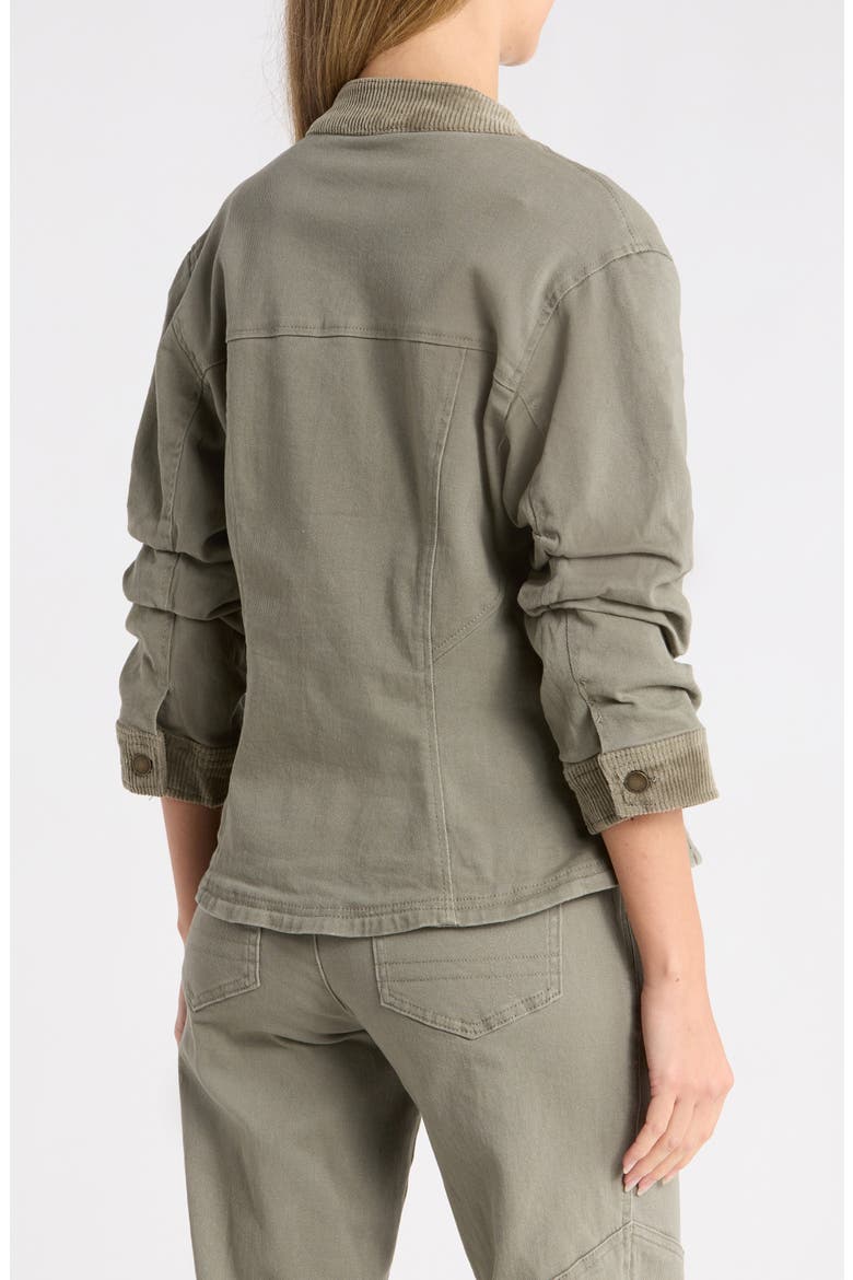 Ruched Sleeve Denim & Corduroy Jacket, Alternate, color, LAUREL OAK