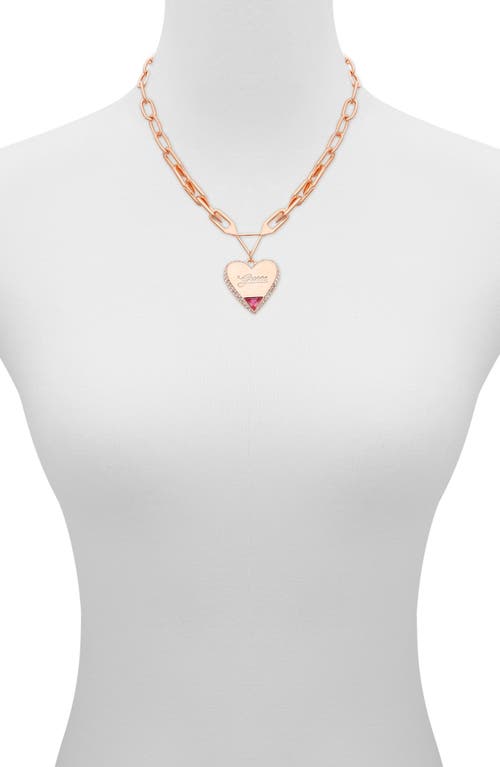 Guess Crystal Heart Pendant Necklace In Gold