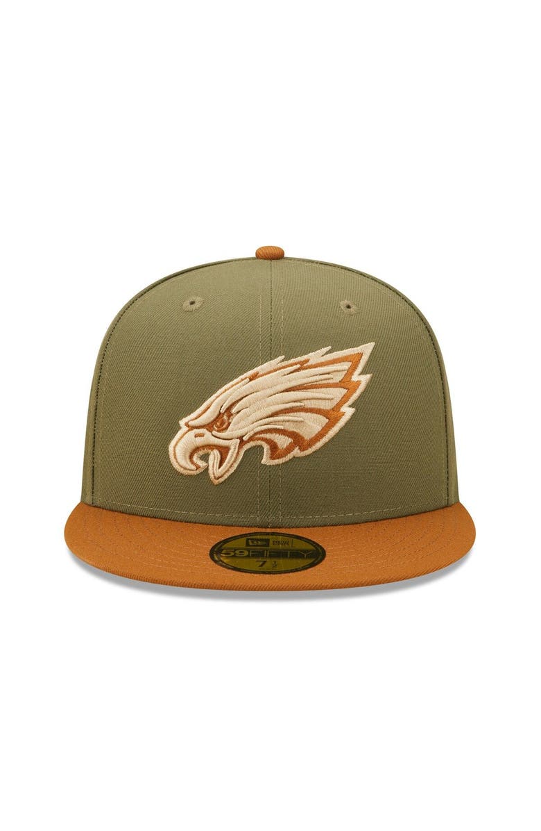New Era Men's New Era Olive/Brown Philadelphia Eagles Toasted Peanut 59FIFTY Fitted Hat, Alternate, color, 