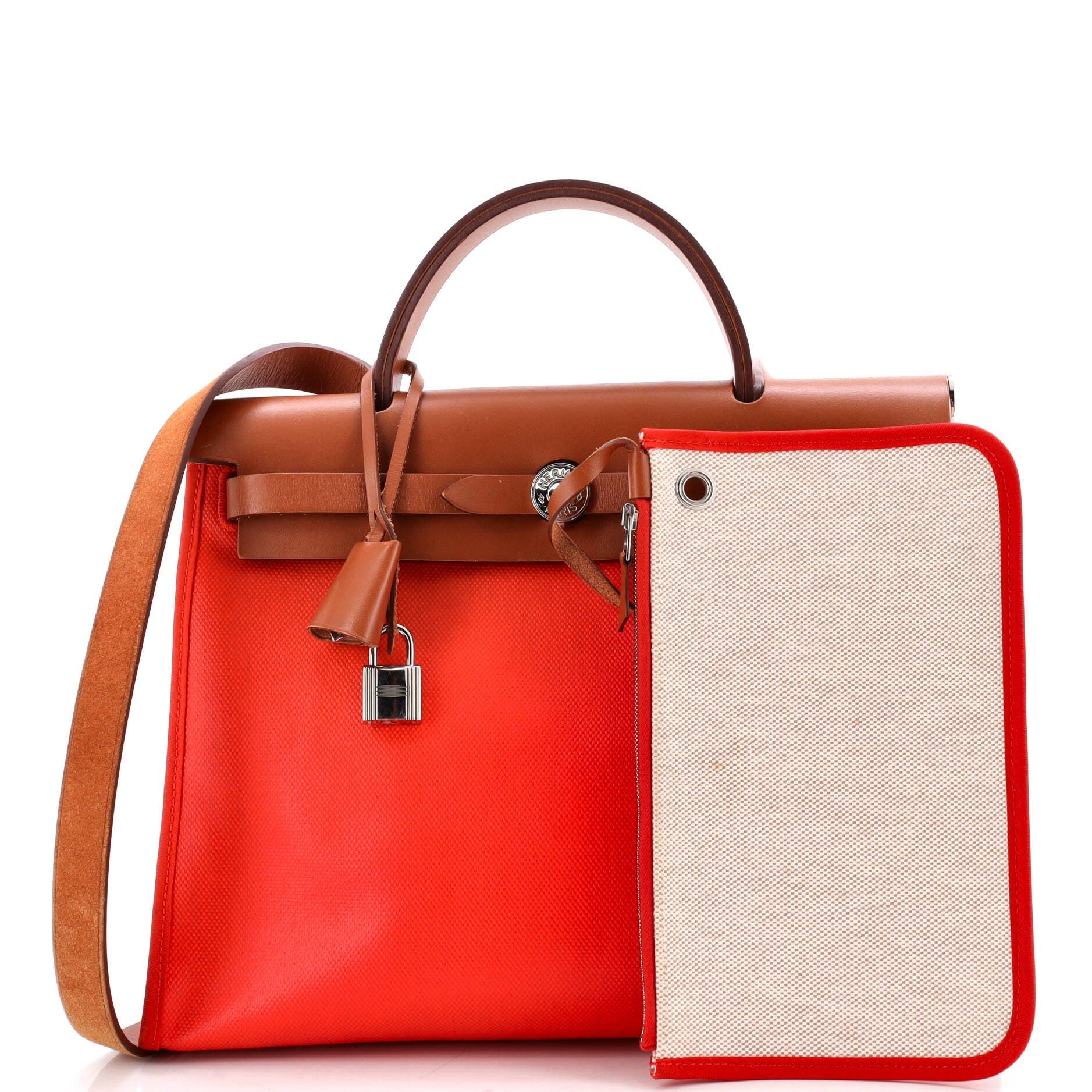 Herbag Zip Berline Vache Canvas and Leather 31, Alternate, color, Red