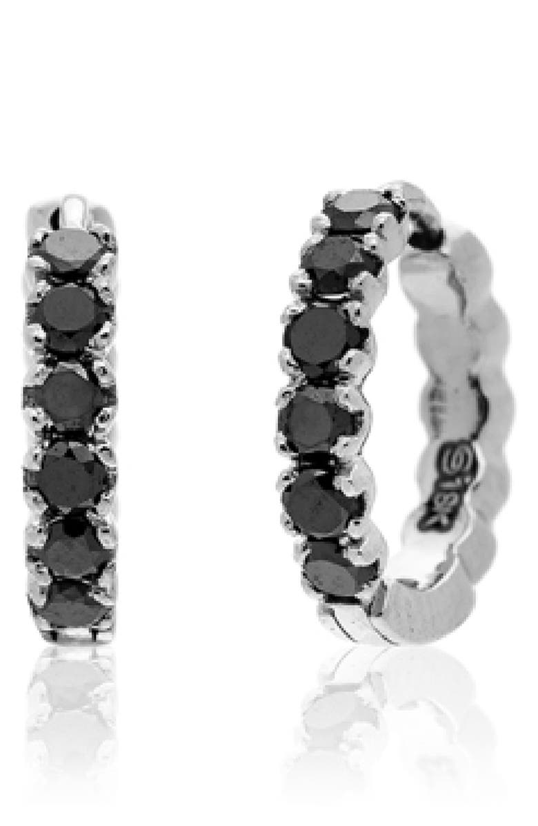 Sethi Couture Black Diamond Huggie Hoop Earrings, Main, color, White Gold