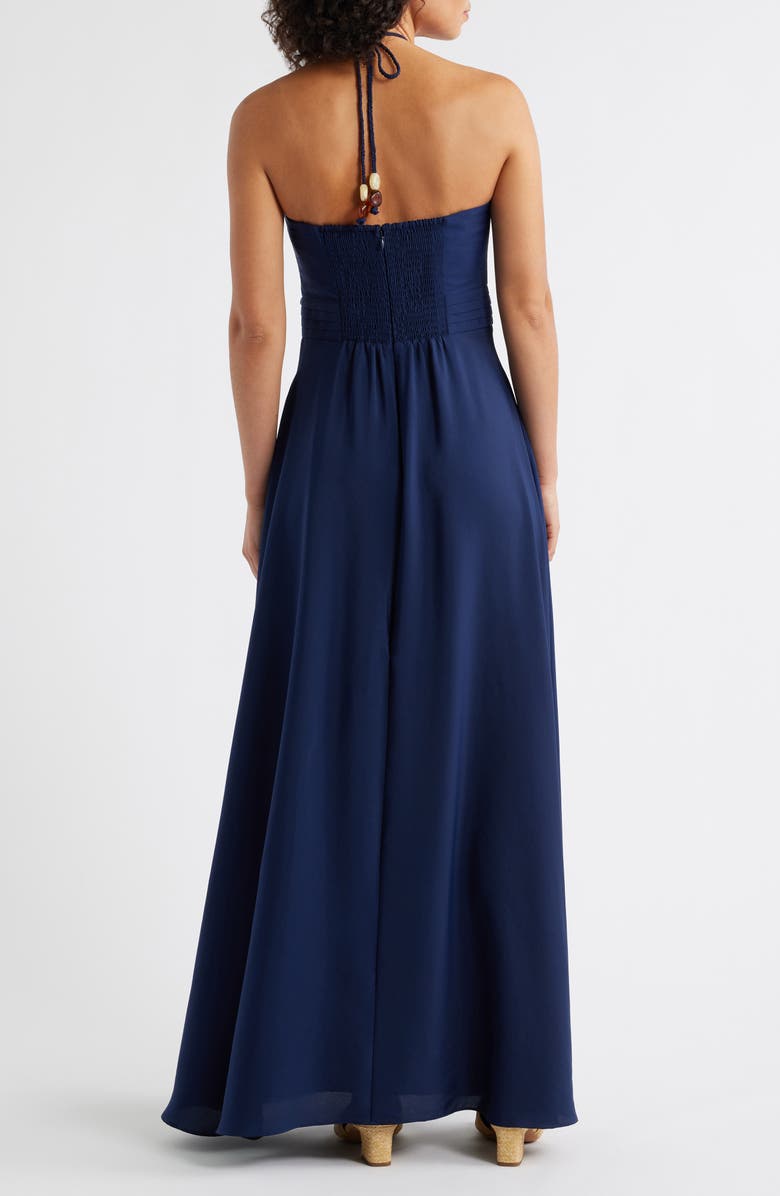 Eliza J Halter Maxi Dress, Alternate, color, Navy