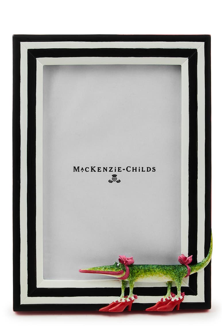 Patience Brewster Gloria Alligator 5 x 7-Inch Picture Frame, Main, color, BLACK