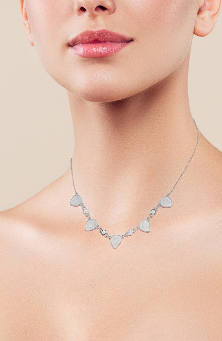 GLAZE JEWELRY Mother-of-Pearl Station Necklace, Alternate, color, Silver