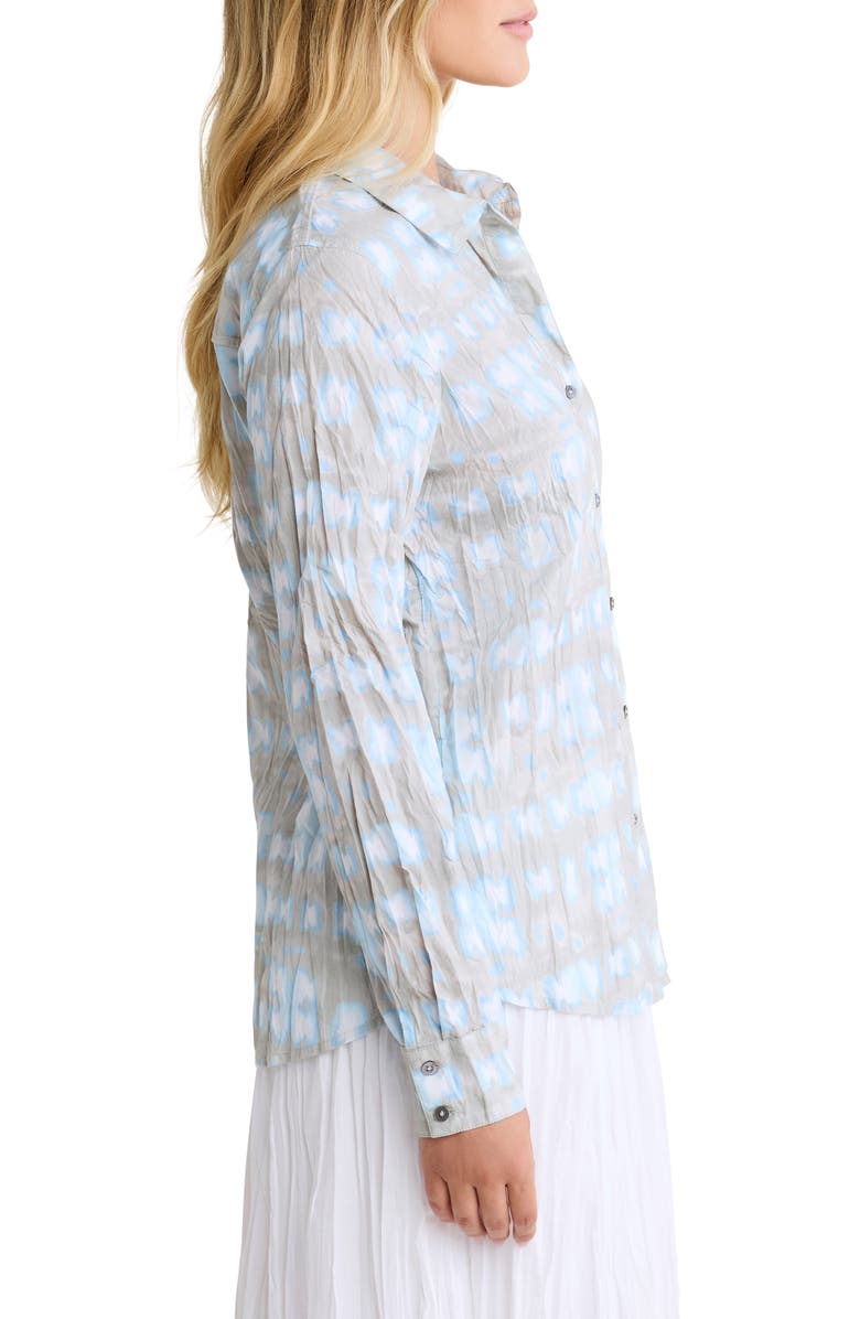 nz BY NIC AND ZOE Shibori Core Crinkle Button-Up Cotton Shirt, Alternate, color, Blue Multi