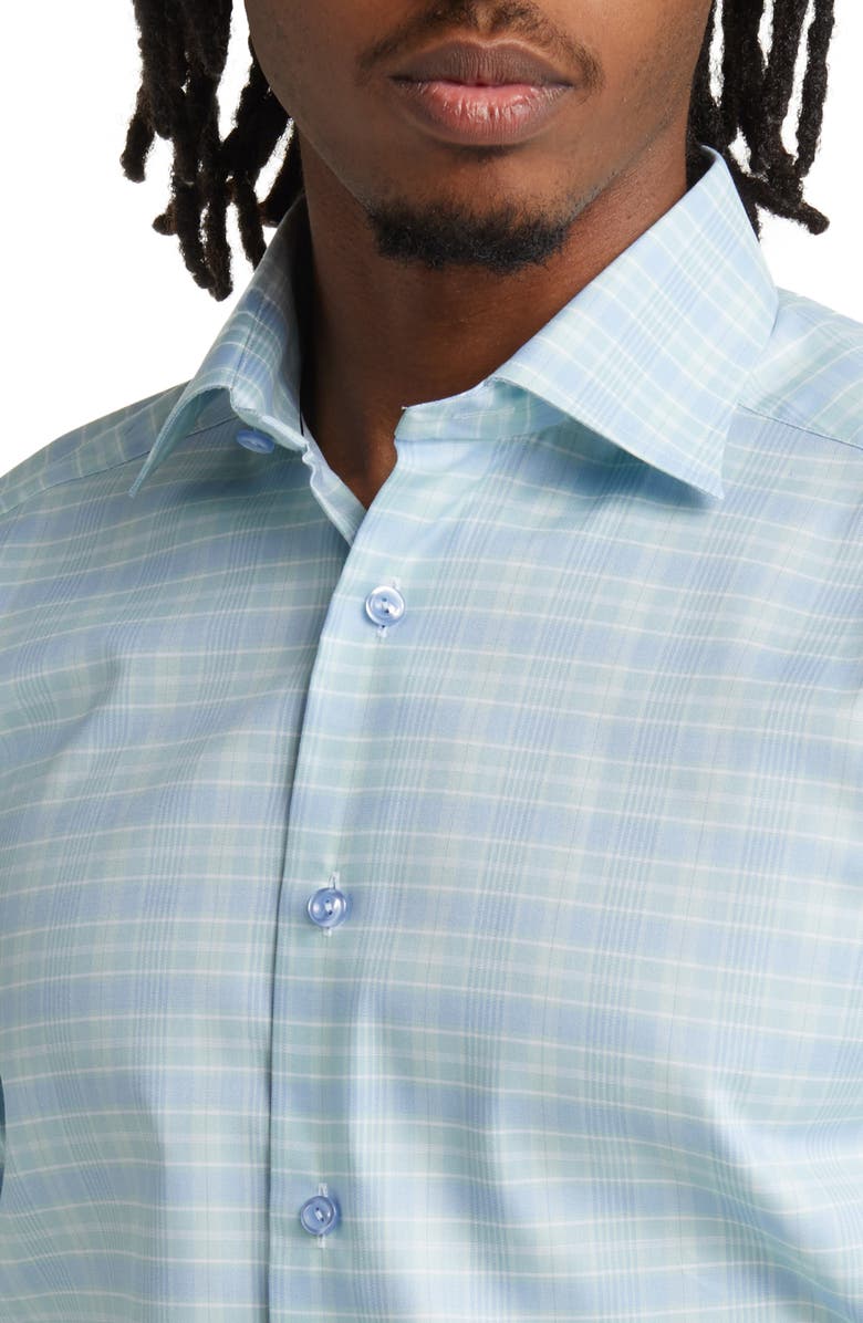 Eton Prince of Wales Check Slim Fit Dress Shirt, Alternate, color,