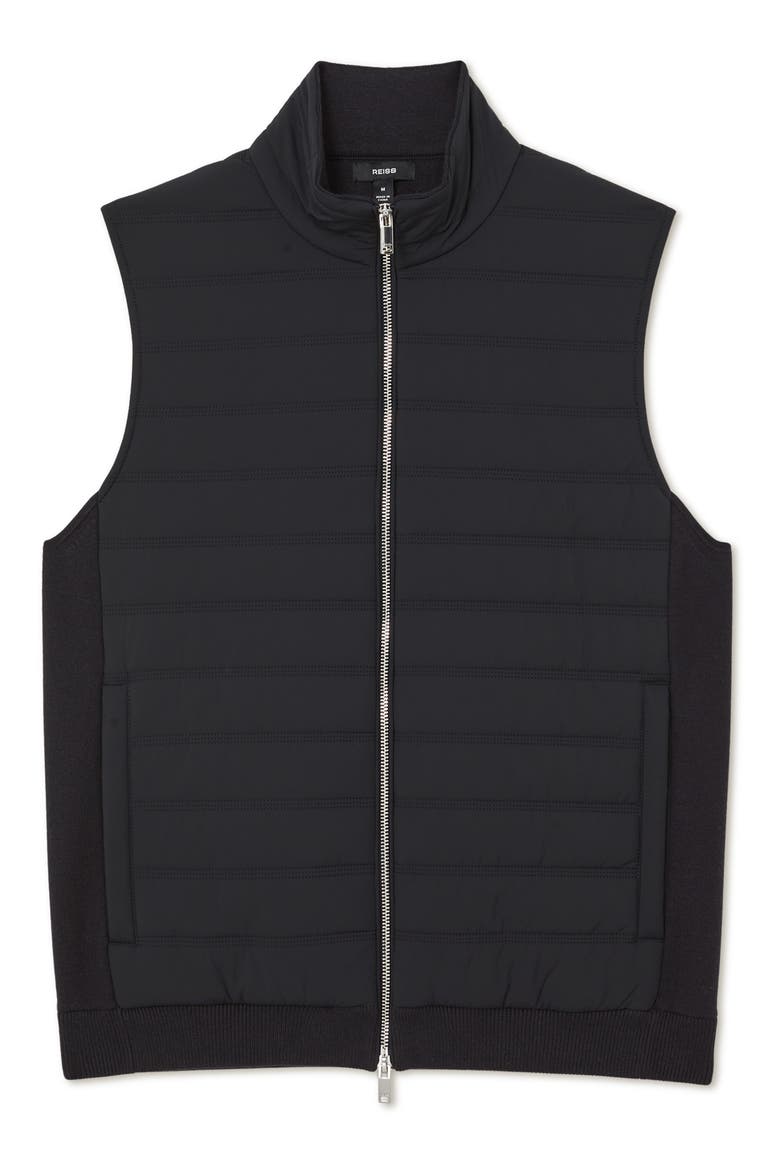 Newford Mixed Media Quilted Vest, Alternate, color, NAVY