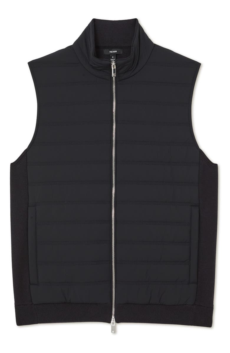 Reiss Newford Mixed Media Quilted Vest, Alternate, color, Navy