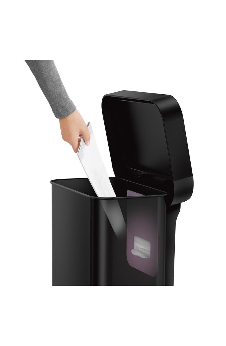 simplehuman 45L rectangular step can with liner pocket, Alternate, color, Matte Black
