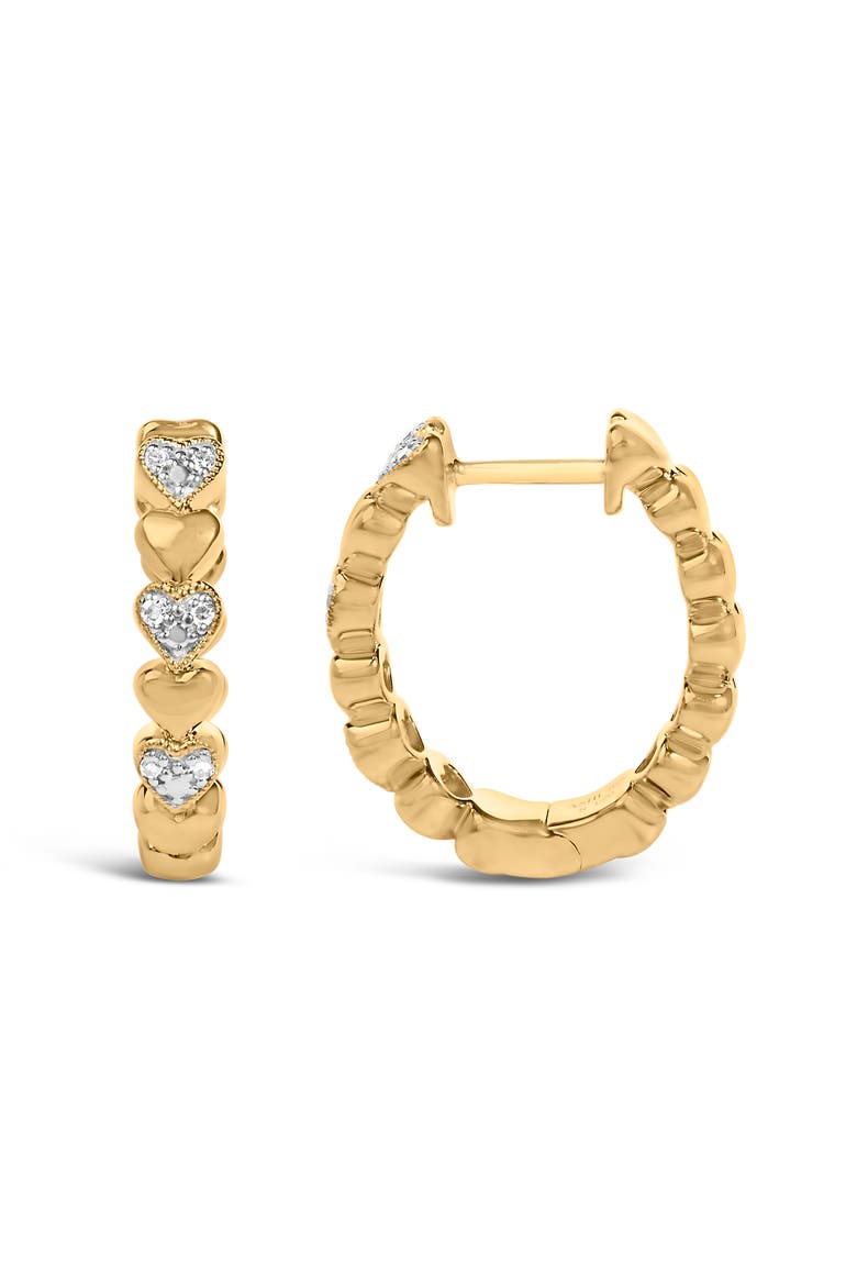 Gold Vermeil Diamond Accent Mini Heart Hoop Earring, Alternate, color, Silver