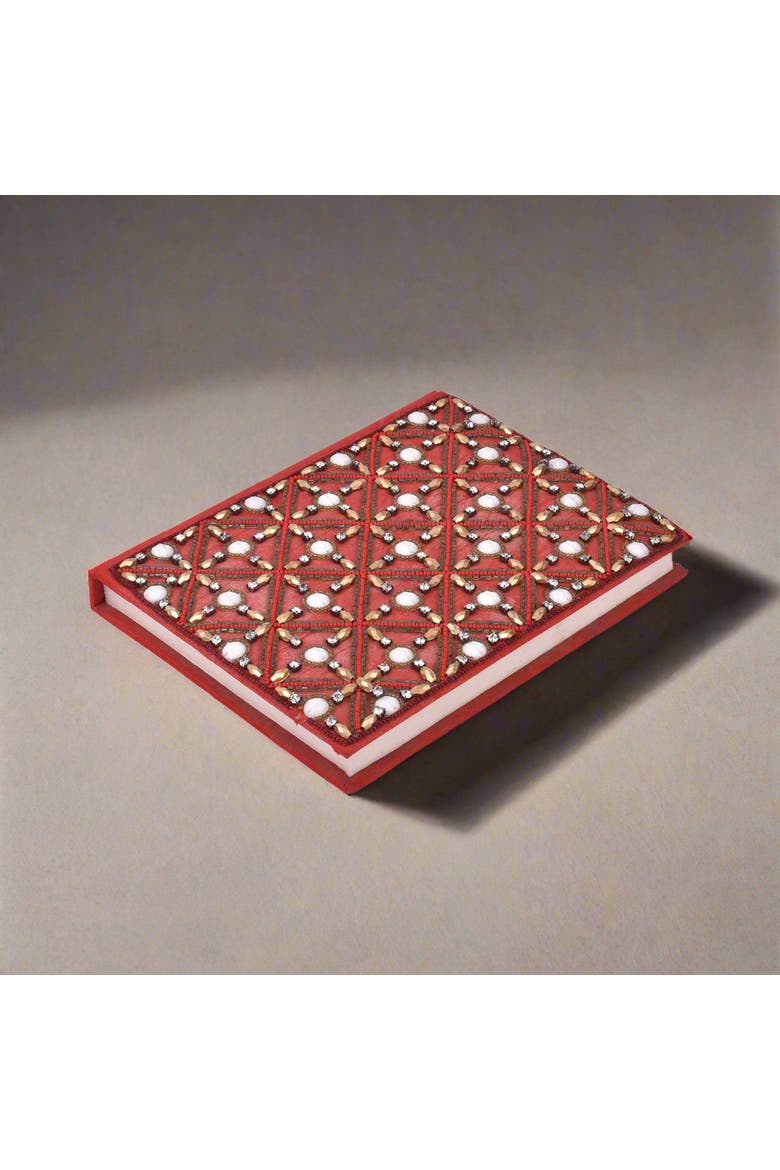 Exquisite Zari Hand-Embroidered Journal, Alternate, color, Red