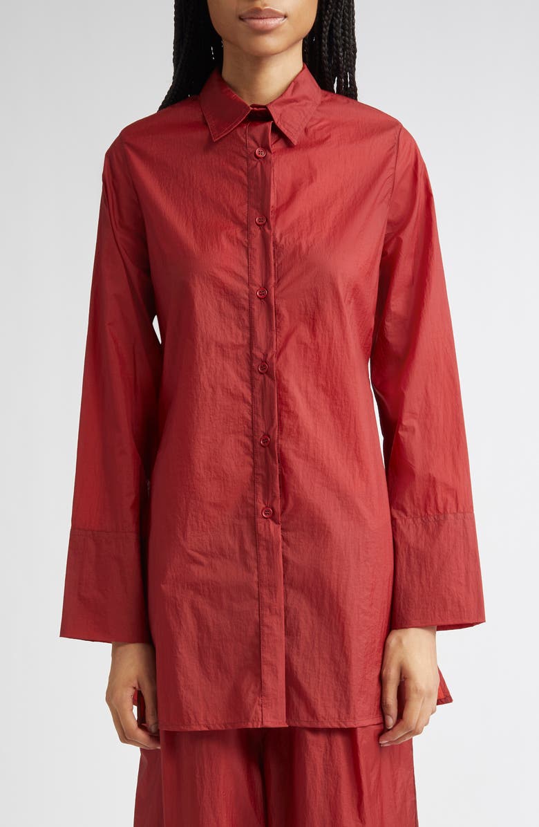 renaissance renaissance Jill Taffeta Button-Up Shirt, Main, color,