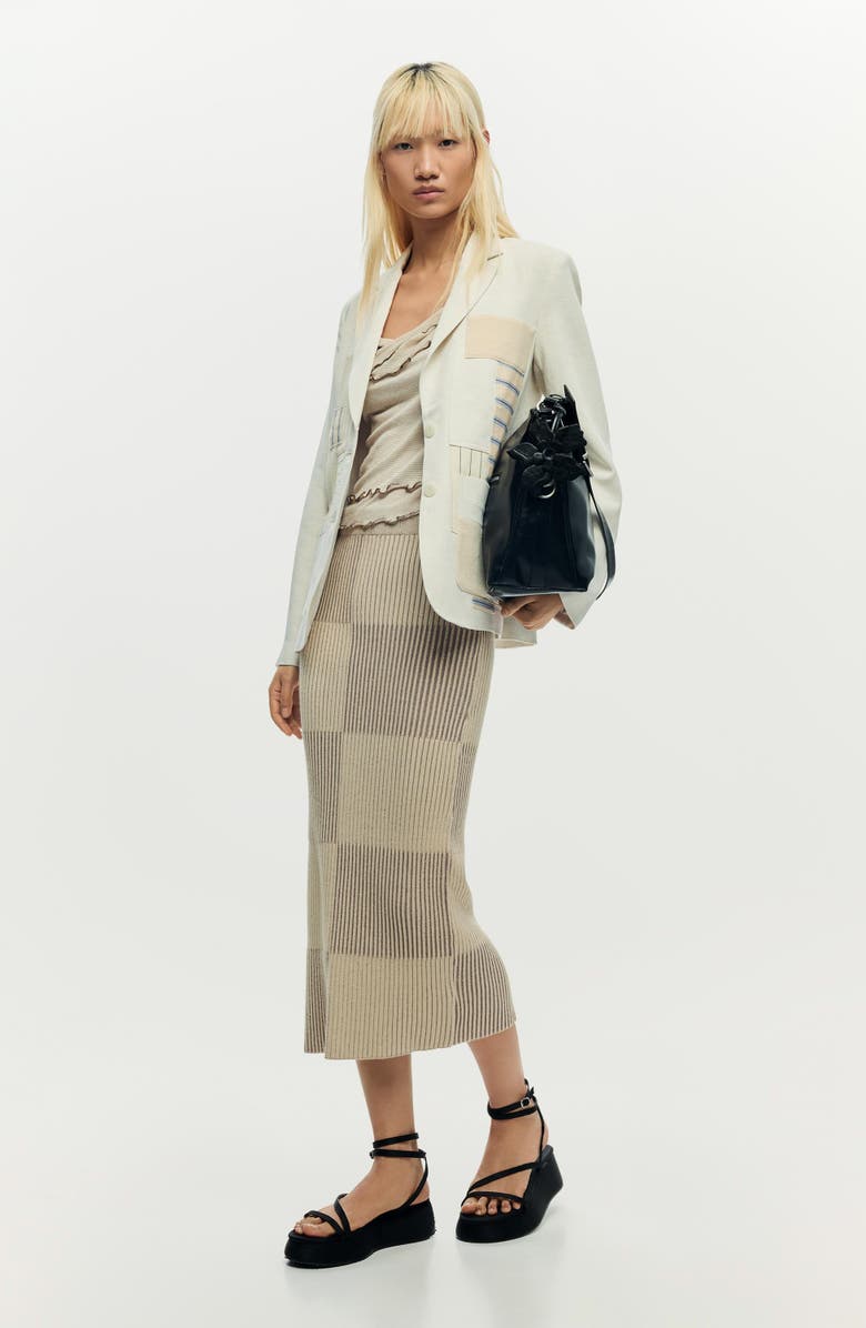 Desigual Patchwork Blazer, Alternate, color, Off White