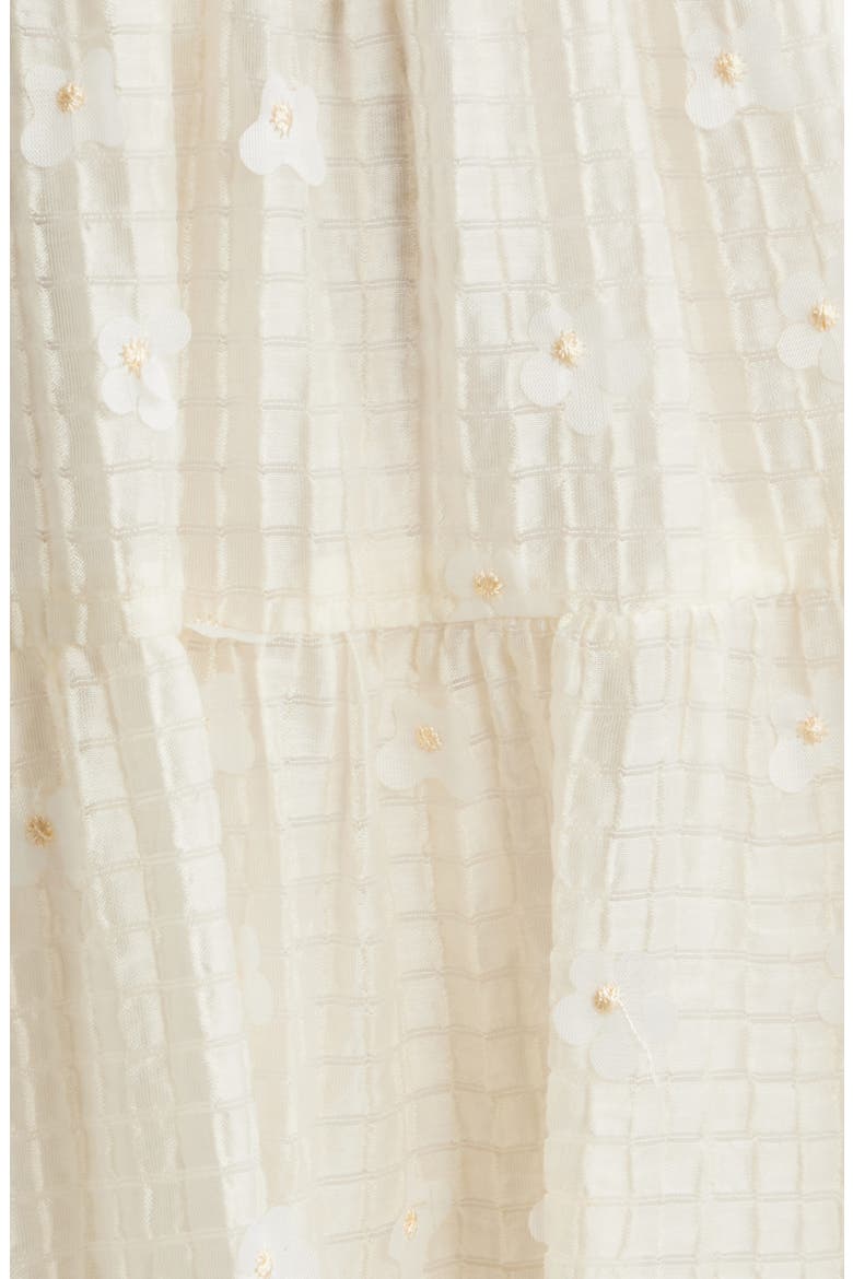 Floral Appliqué Midi Dress, Alternate, color, CREAM