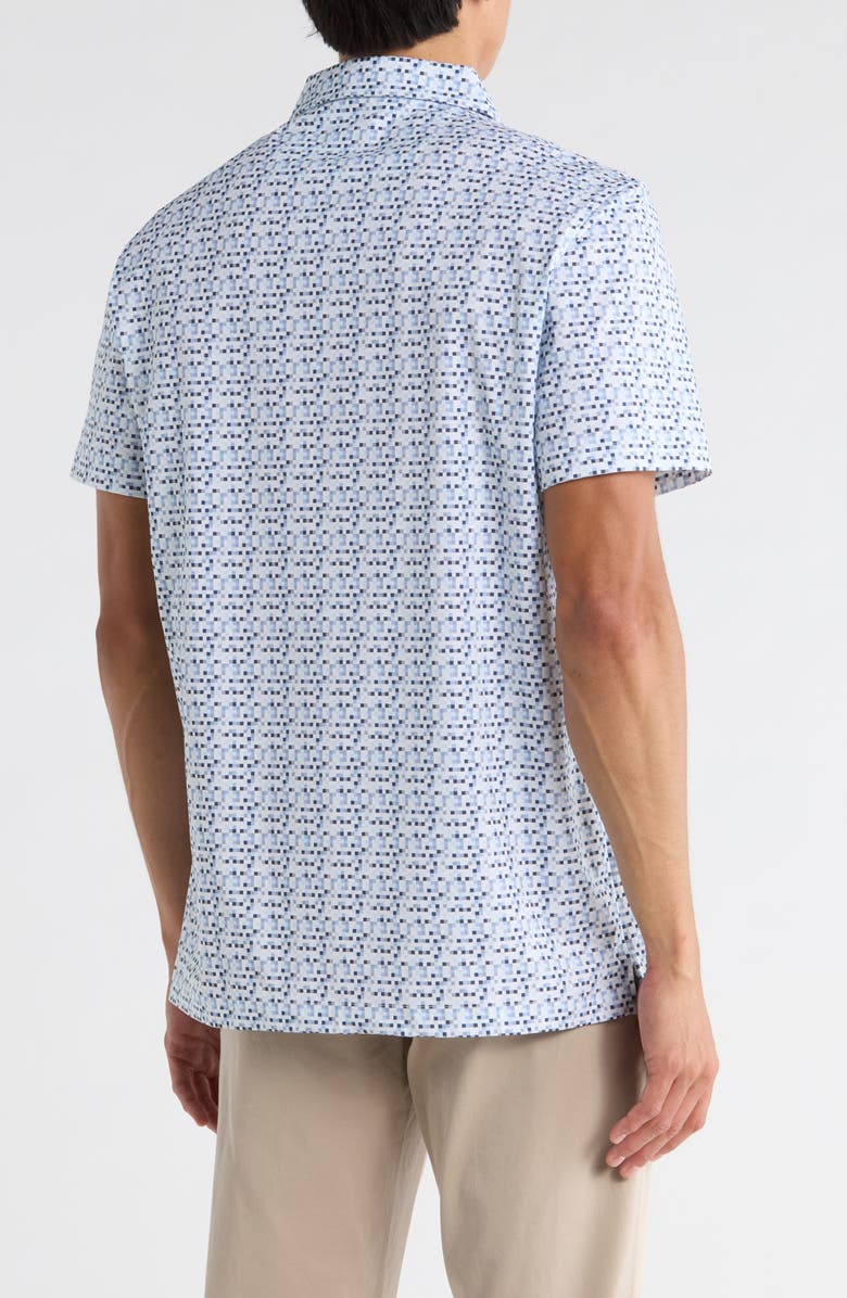 Bugatchi Victor Short Sleeve 8-Way Stretch OoohCotton<sup>®</sup> Knit Button-Up Shirt, Alternate, color, Air Blue