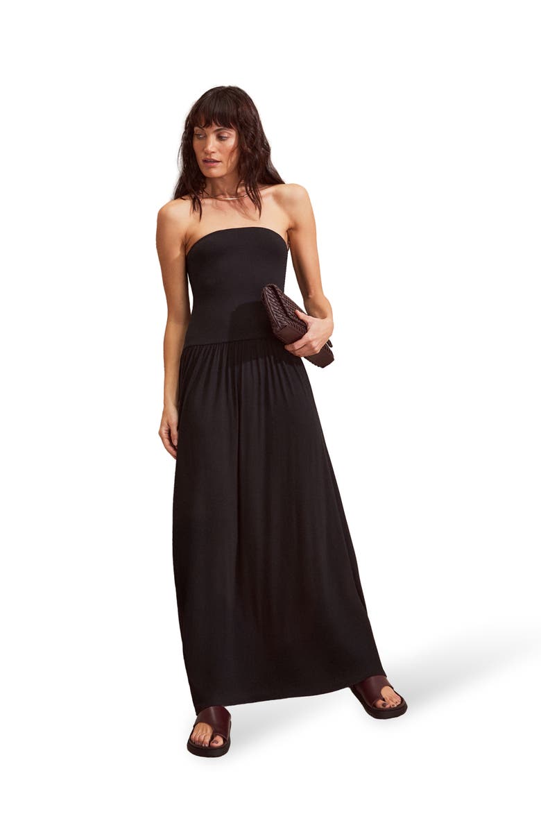 Ro&Zo Jersey Bandeau Dress, Alternate, color, Black