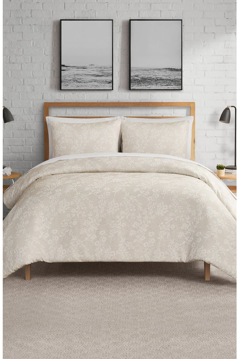 Ava Floral Jacquard Duvet Set, Alternate, color, BEIGE FLORAL