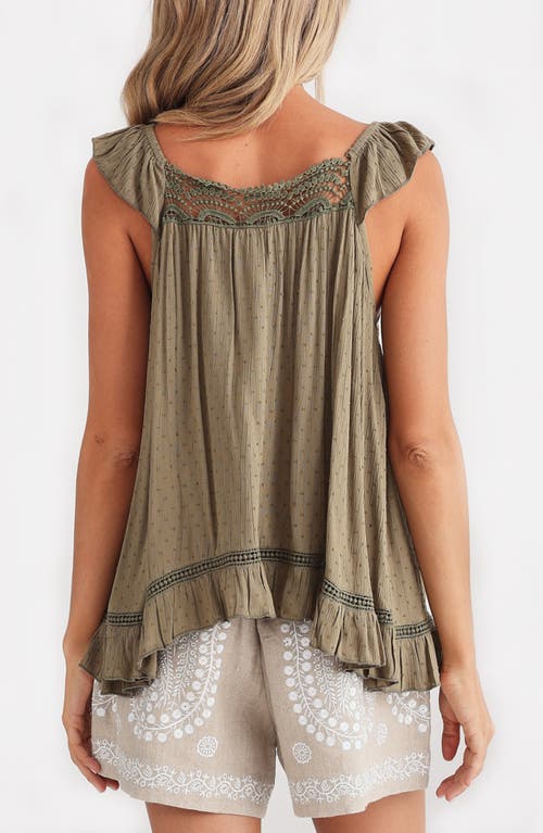 Talisman The Label Exhale Embroidered Camisole In Olive Dobby