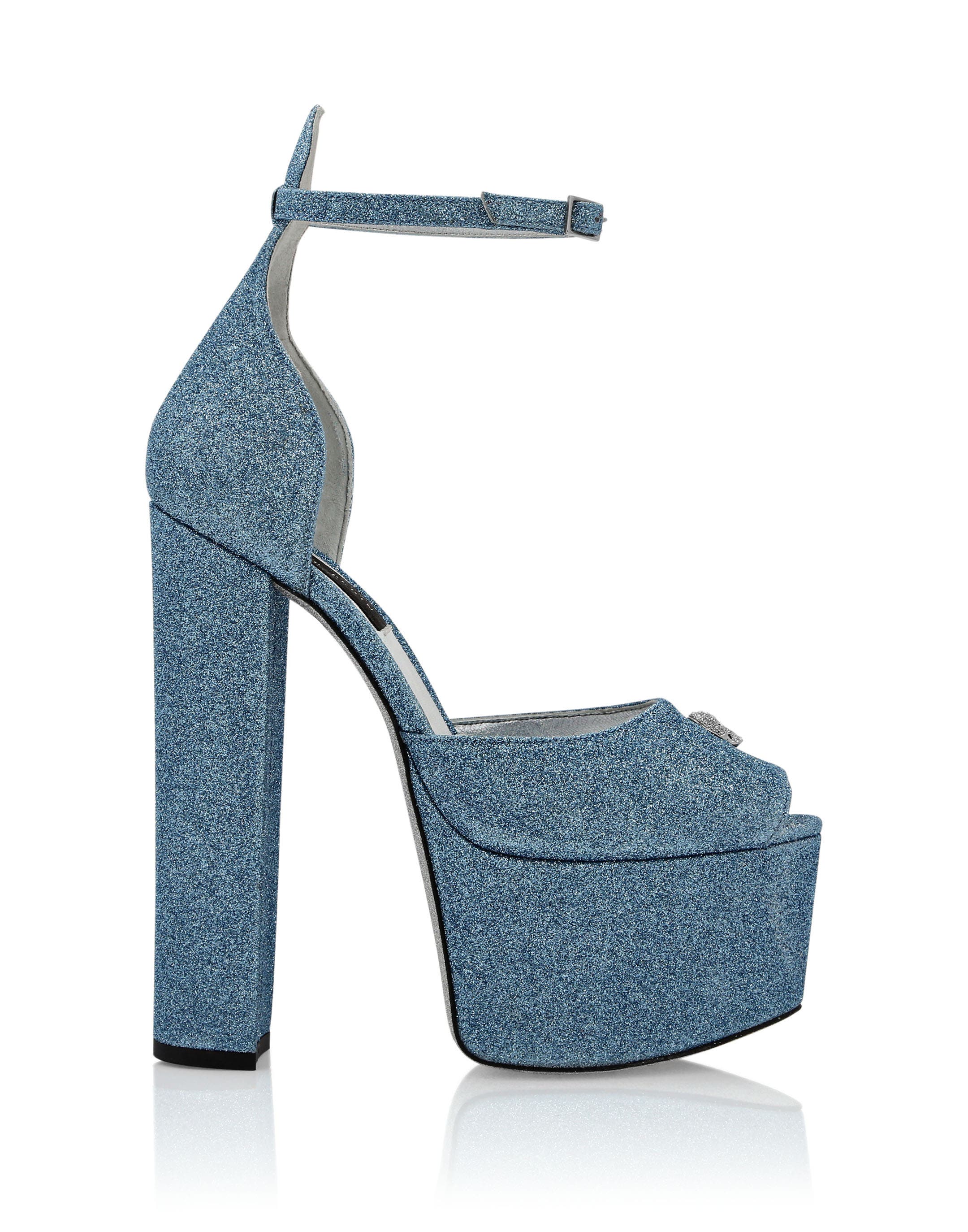 Glitter Platform Sandals Hi-Heels Women, Alternate, color, lightblue