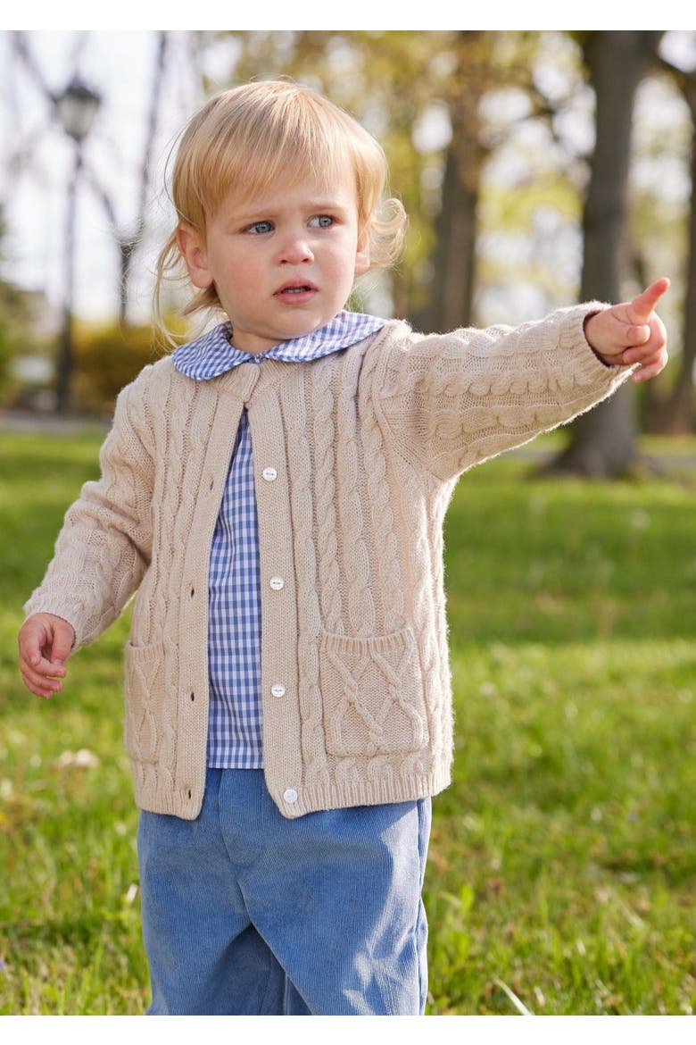 Kids' Gingham Peter Pan Shirt, Alternate, color, Gray Blue Gingham