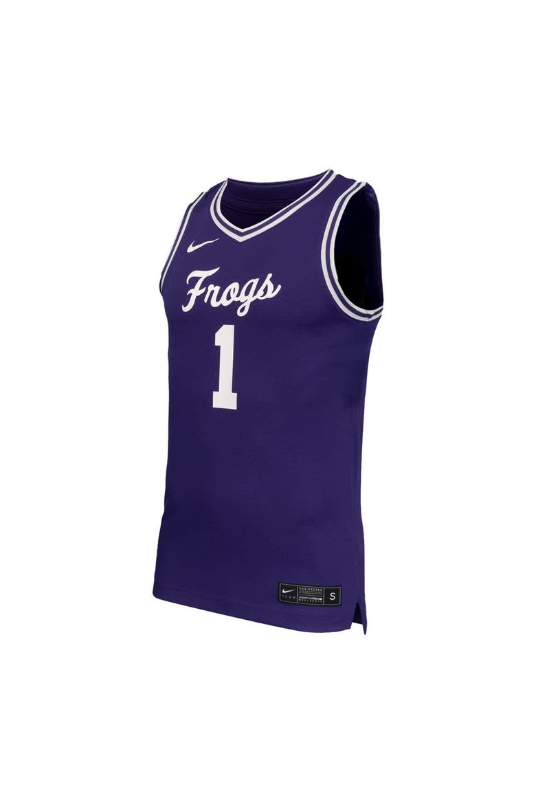 Men's Nike #1 Purple TCU Horned Frogs Replica Basketball Jersey, Alternate, color, Purple