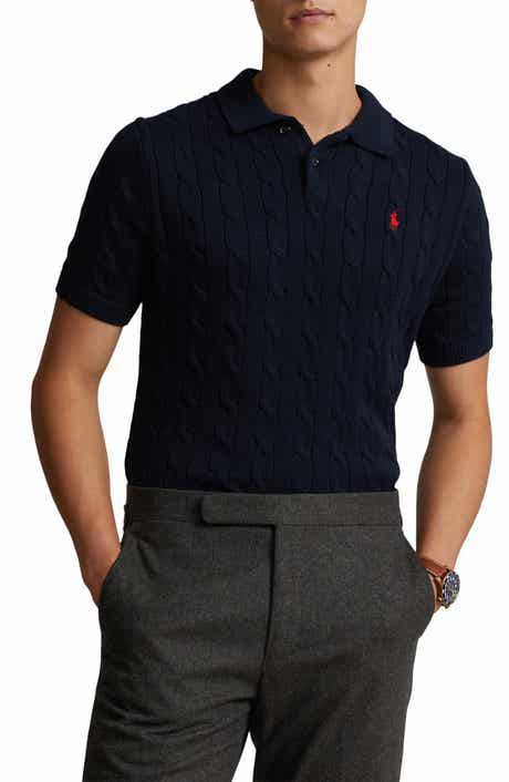 Cable-Knit Cotton Polo Sweater