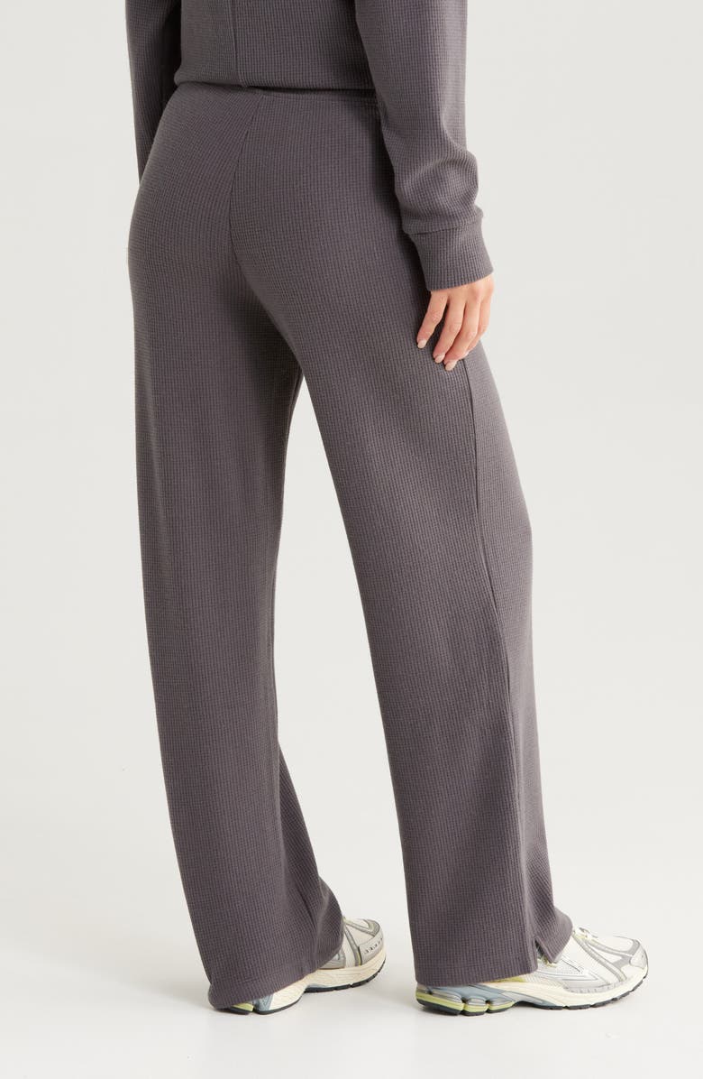 Zella Cozy Waffle Knit Pants, Alternate, color, Grey Forged
